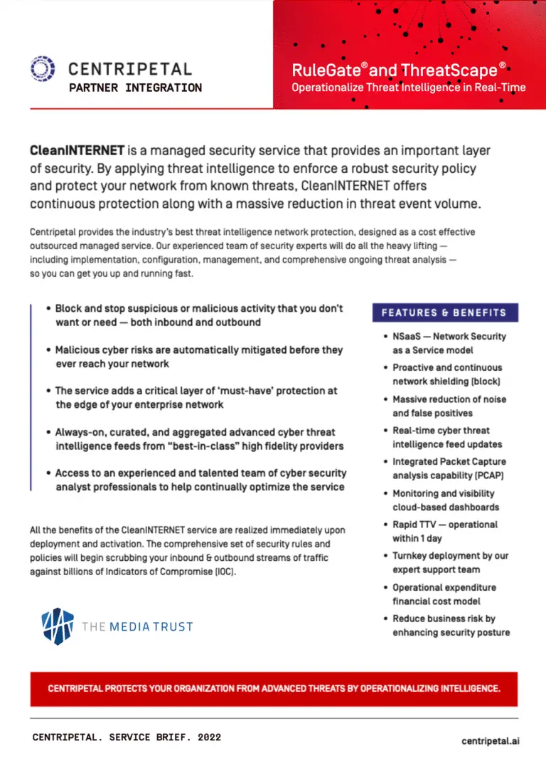 Centripetal, cybersecurity, intelligence, The Media Trust